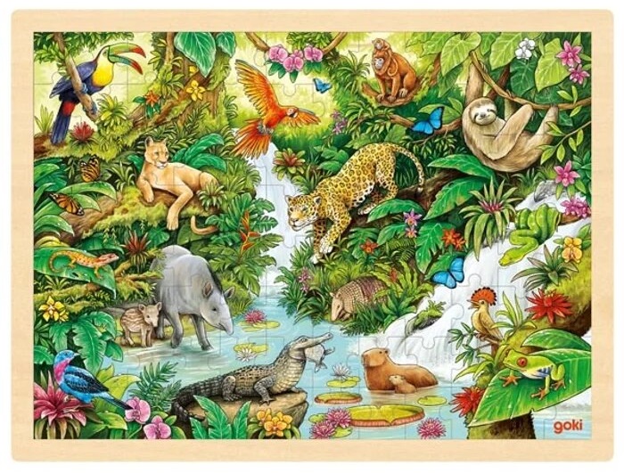 Puzzle din lemn Goki - În junglă, 96 piese