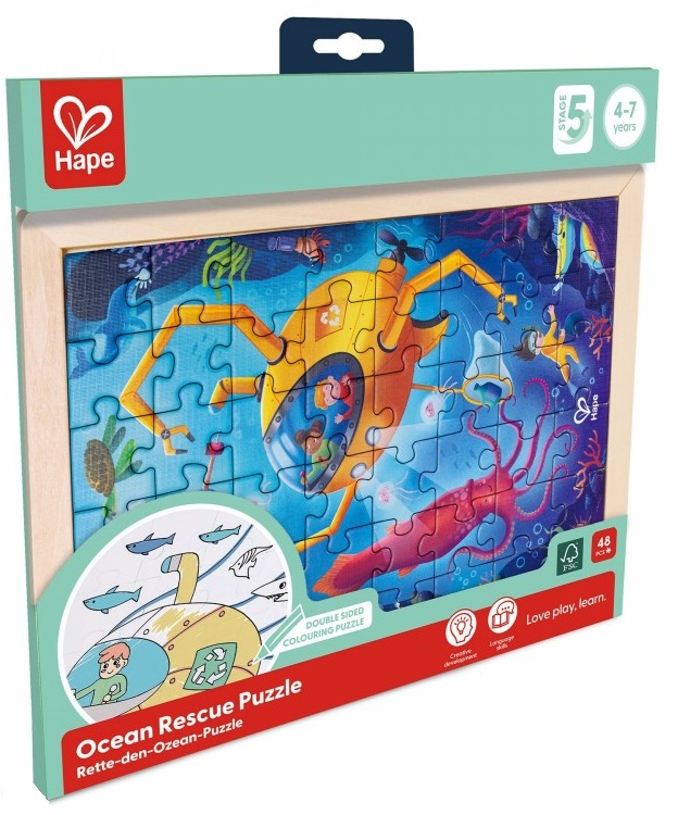 Puzzle din lemn 2 in 1. Salvarea oceanului - imagine 2