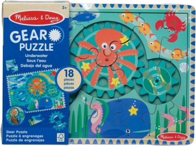 Puzzle din lemn  Melissa &amp; Doug - Facilități subacvatice, 18 piese