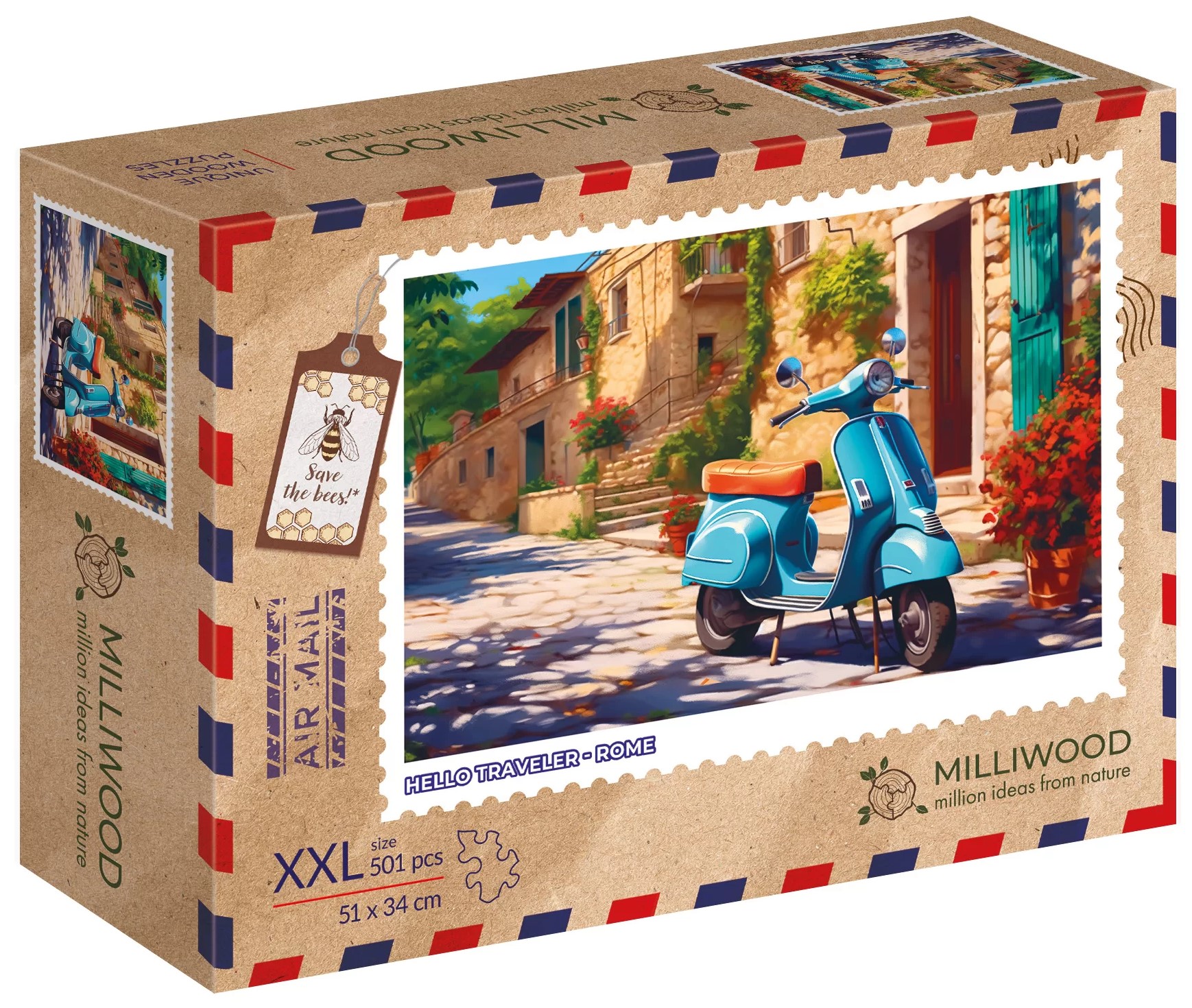 Puzzle din lemn pentru copii  Milliwood din 501 piese - Roma(marime XXL)