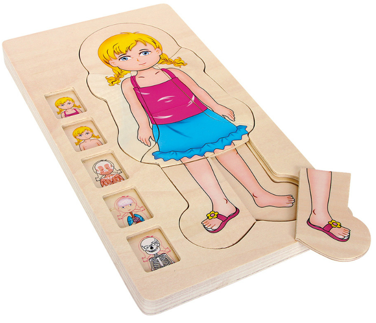 Puzzle din lemn, in straturi Small Foot, Corp baiat, 28 piese