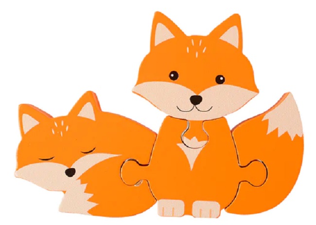 Puzzle din lemn Orange Tree Toys - Vulpițe