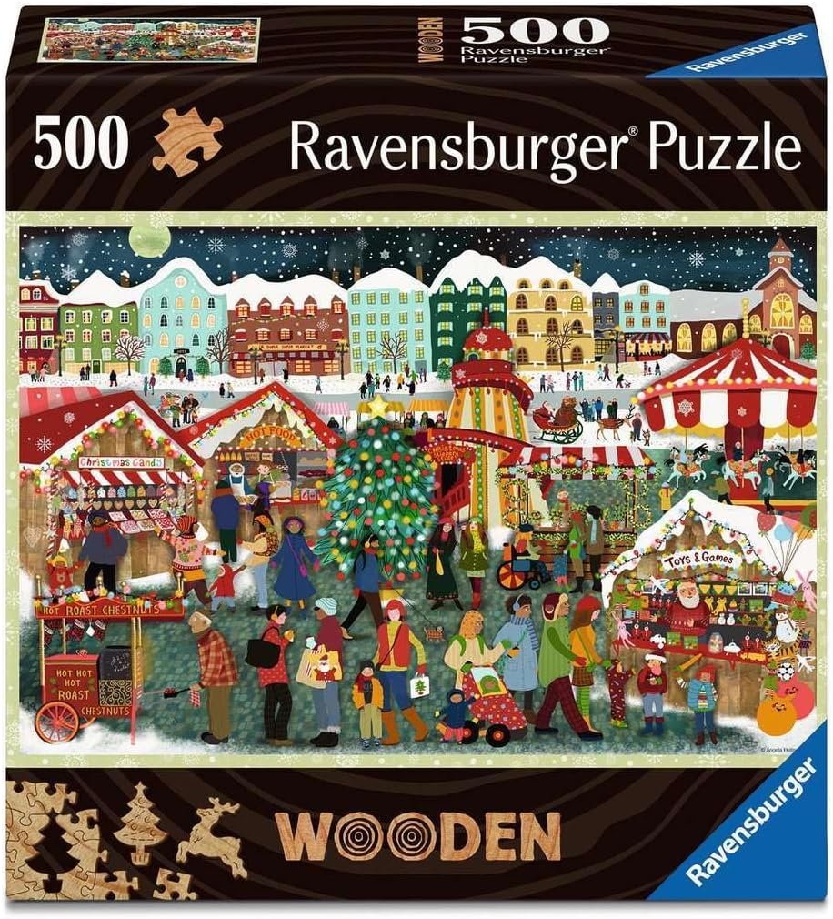 Puzzle din lemn Ravensburger din 500 piese - Piața de Crăciun
