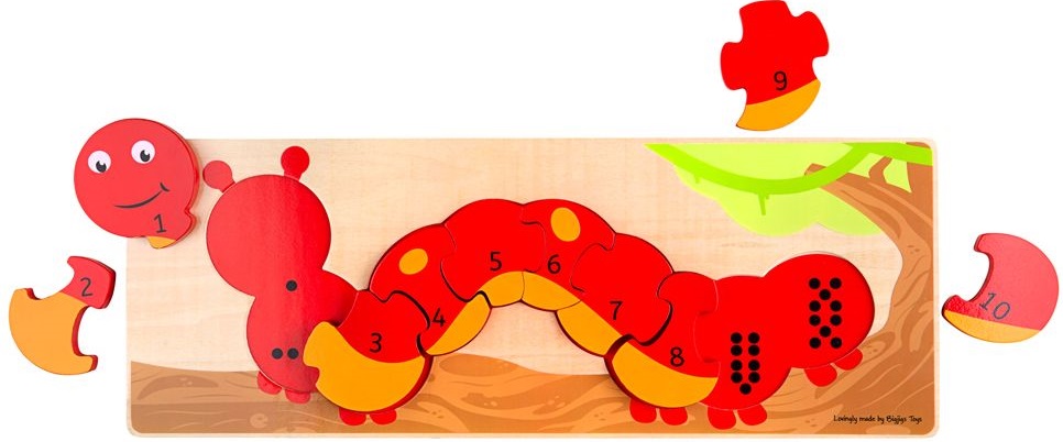 Puzzle din lemn cu cifre Bigjigs - Omida