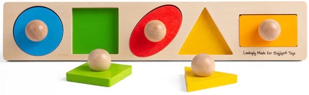 Puzzle din lemn cu mânere Bigjigs - Forme geometrice