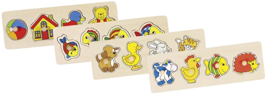 Puzzle din lemn  cu mânere Goki - Sortiment