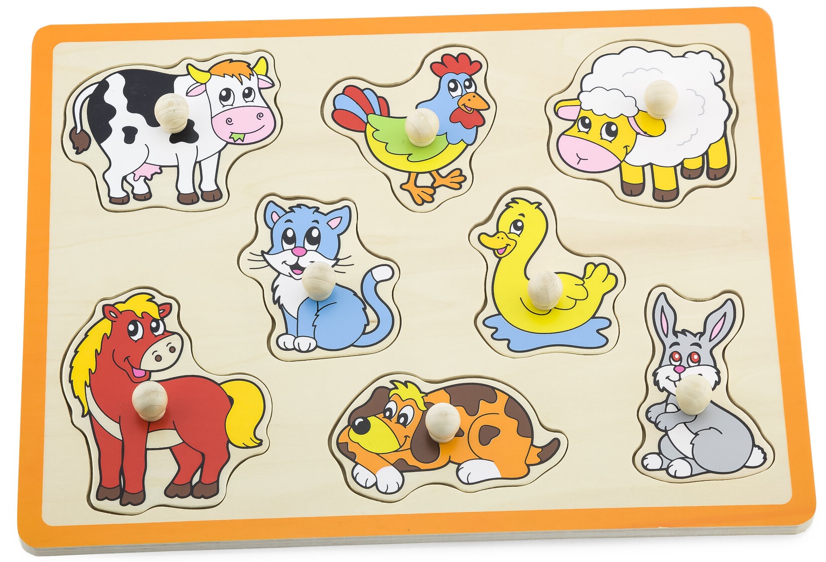 Puzzle din lemn cu mânere Goki - Animale de companie