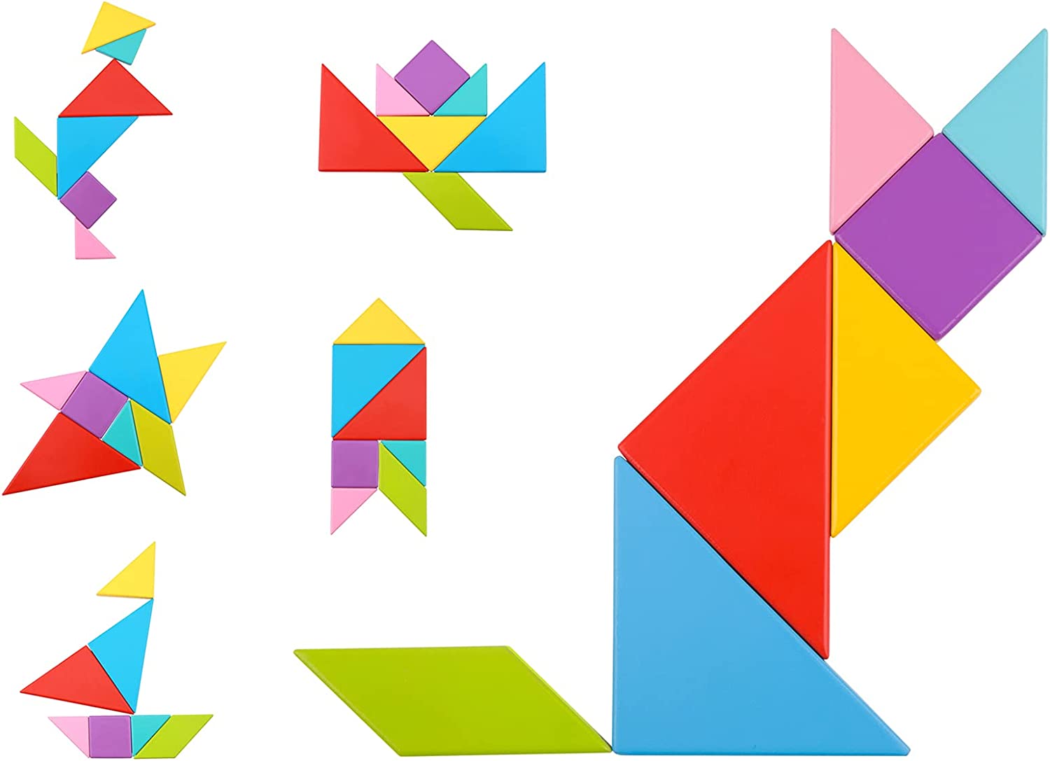 Puzzle din lemn ooky Toy - Tangram
