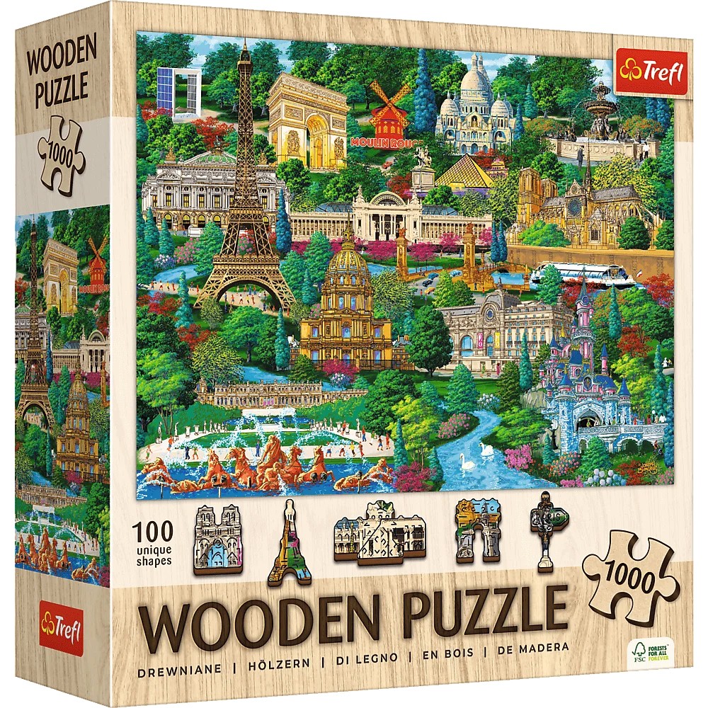 Puzzle din lemn Trefl din 1000 piese - Locuri celebre din Franța