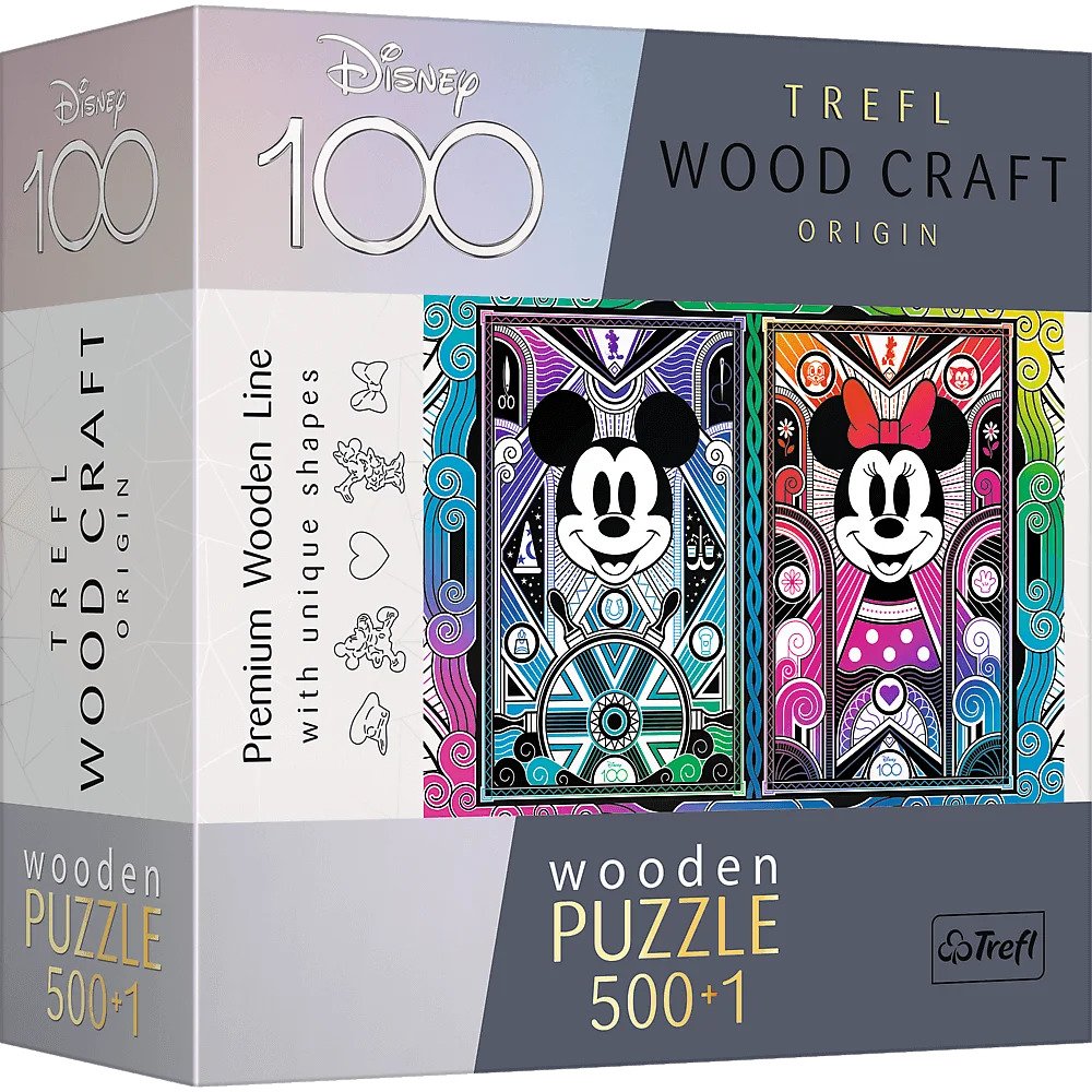 Puzzle din lemn Trefl din 500+1 piese - Mickey și Minnie Mouse