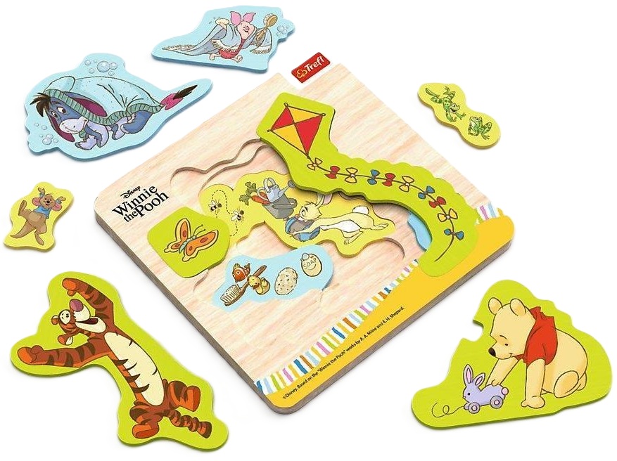 Puzzle din lemn Trefl - Winnie The Pooh, 12 piese, multistrat