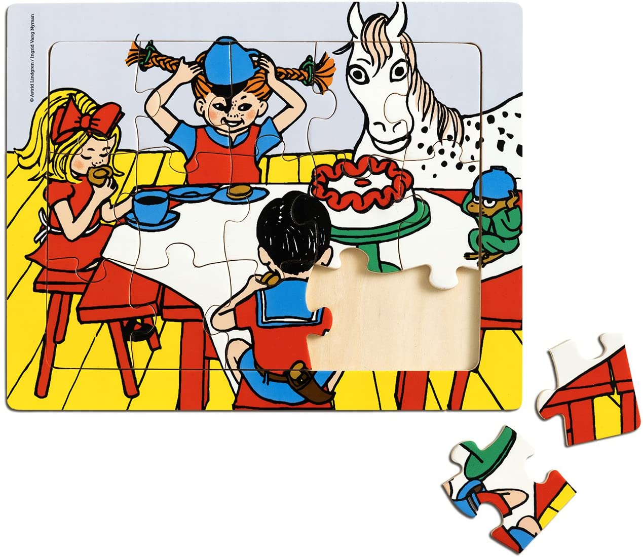 Puzzle din lemn in rama Pippi - Pippi Longstocking, 15 piese