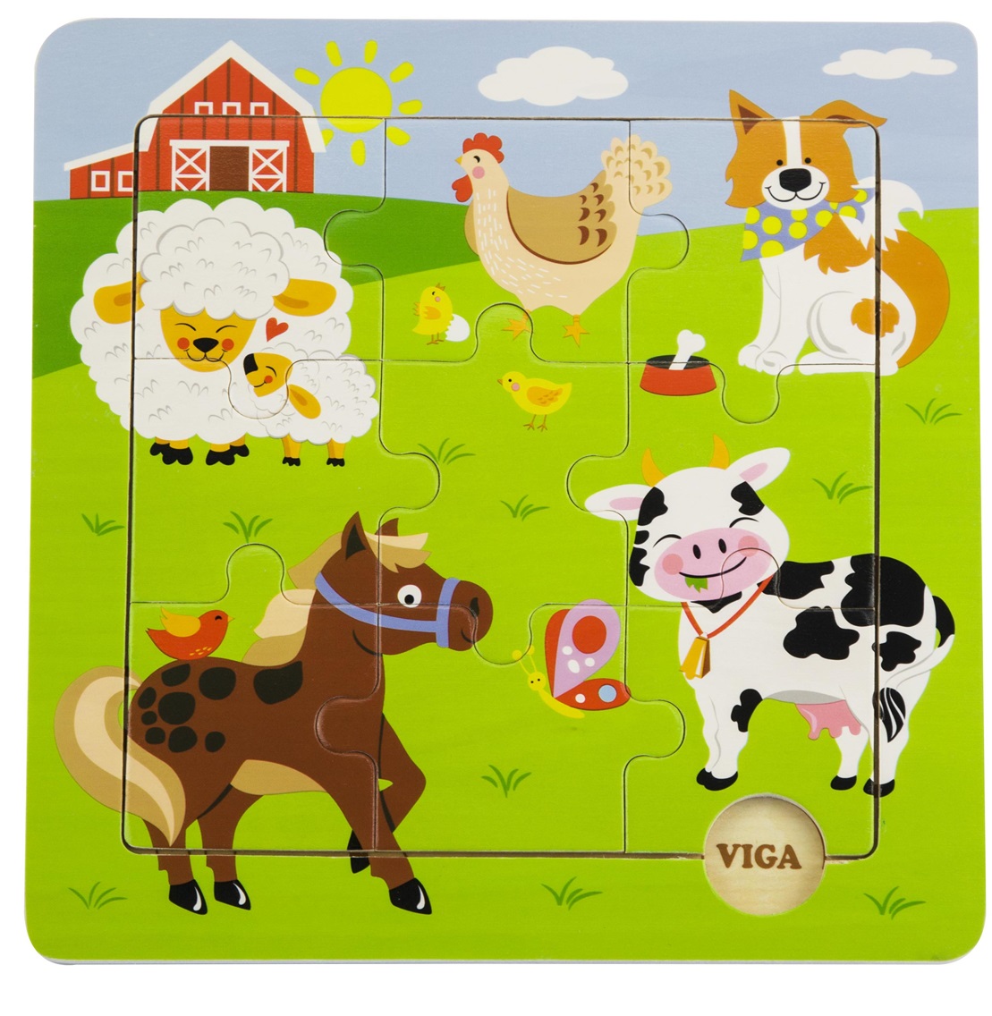 Puzzle din lemn Viga - Animale de companie, 9 piese