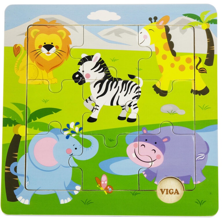 Puzzle din lemn Viga - Jungla, 9 piese