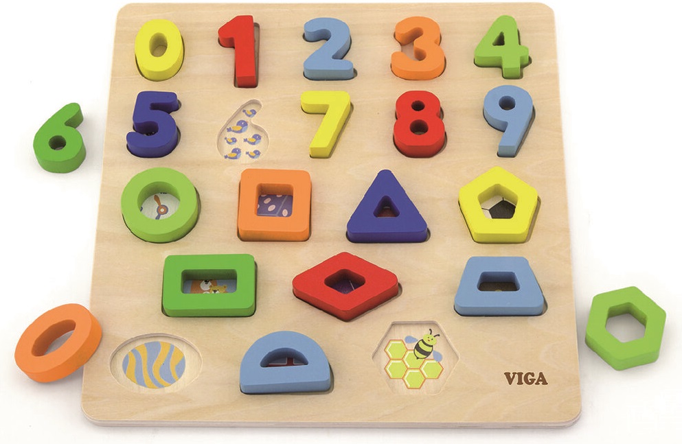 Puzzle din lemn Viga - Numere și forme