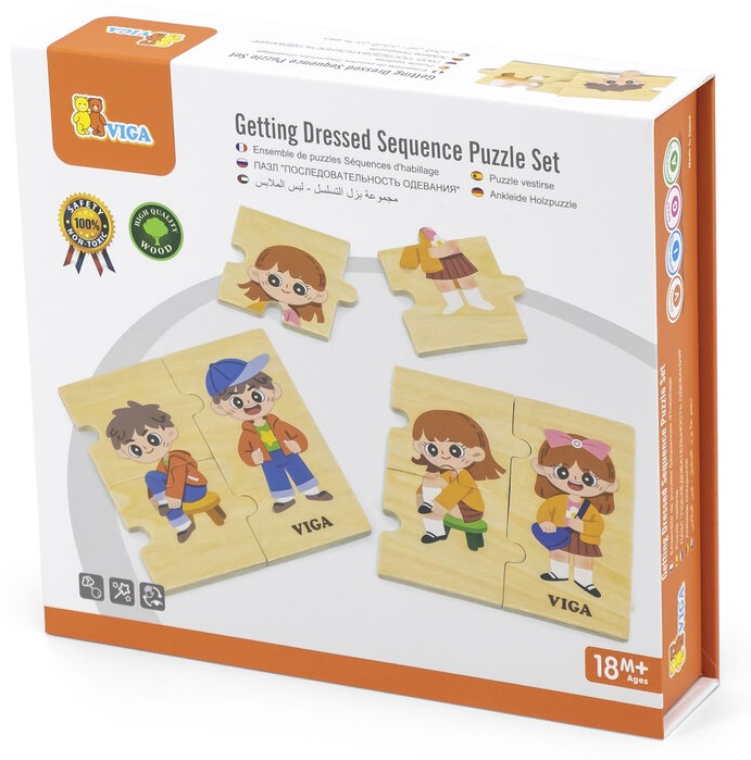 Puzzle din lemn Viga - Învățați să vă îmbrăcați