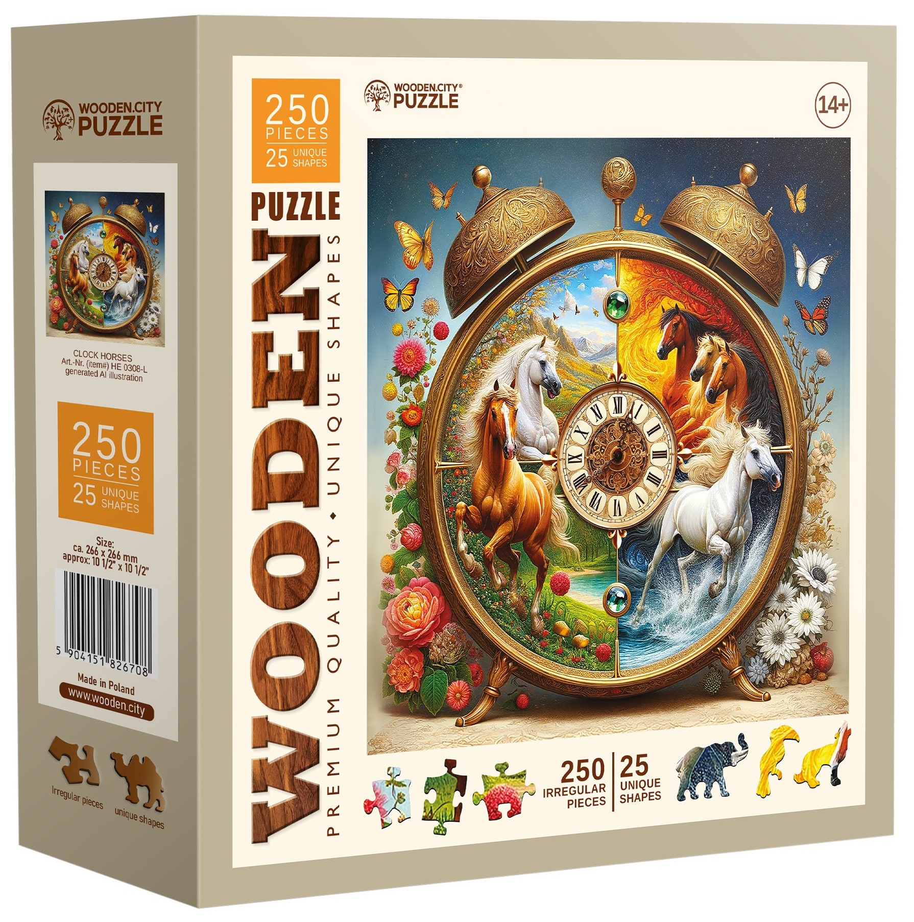 Puzzle din lemn Wooden City din 250 piese - Cai