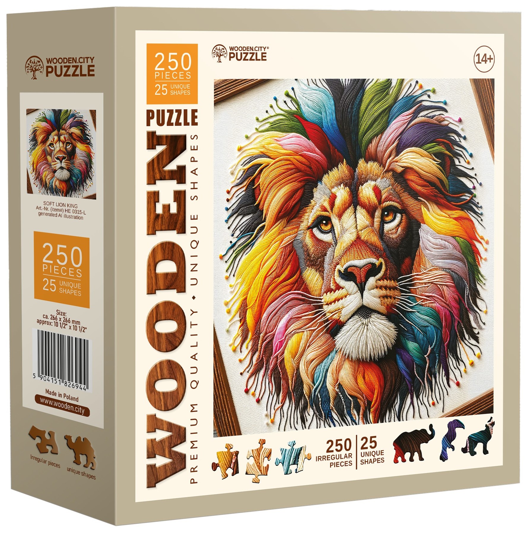Puzzle din lemn Wooden City din 250 piese - Leu