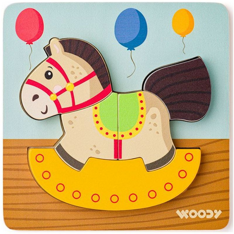 Puzzle din lemn Woody - Cal, 5 piese