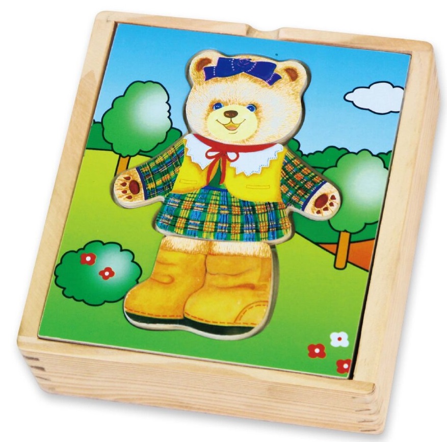 Puzzle din lemn pentru îmbrăcat Viga - Urs