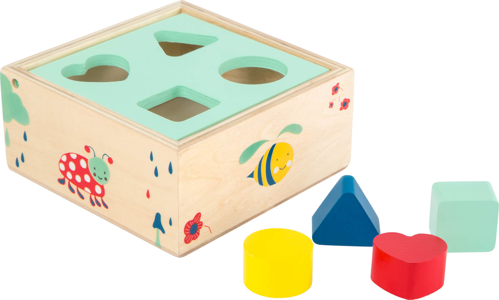 Sorter din lemn Small Foot - Cube, 4 piese