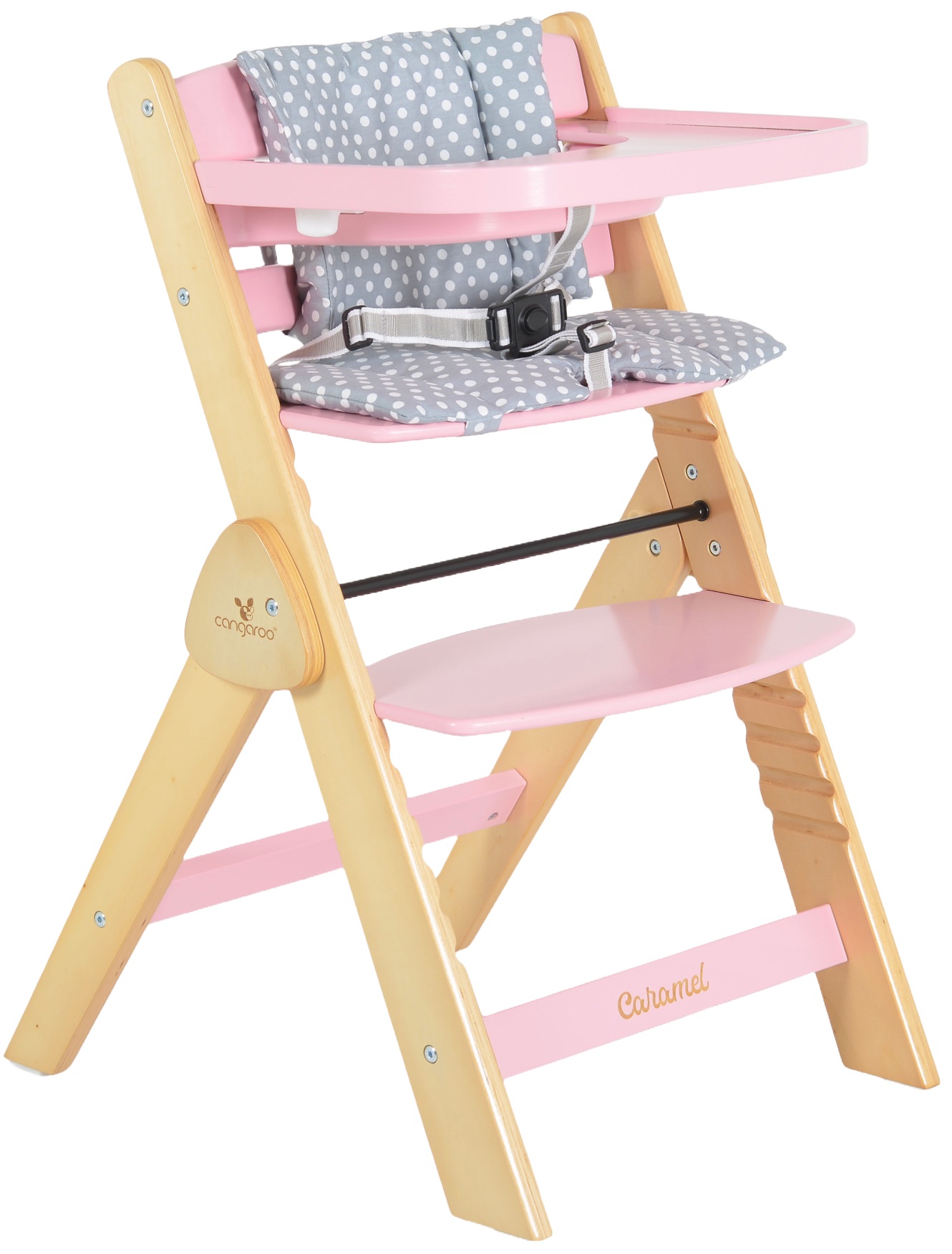 Scaun de sufragerie din lemn  Cangaroo - Caramel, roz