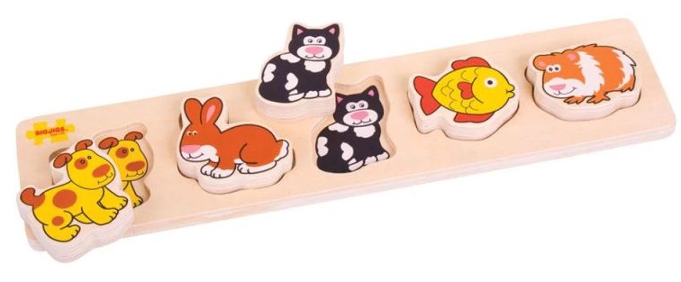Puzzle 3D din lemn Bigjigs - Animale de companie