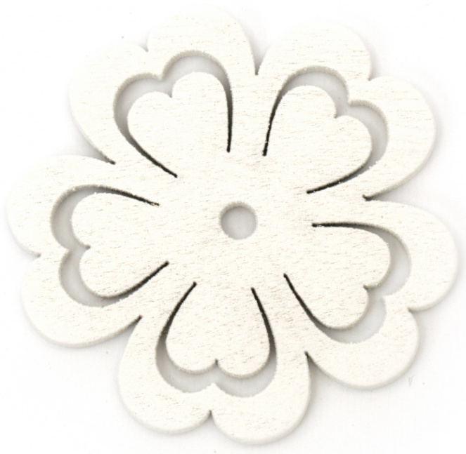 Trifoi de lemn Em Art - 4,8 x 0,25 cm, alb (10 buc.)