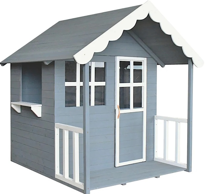 Căsuță de copii din lemn Ginger Home - Cu verandă, gri