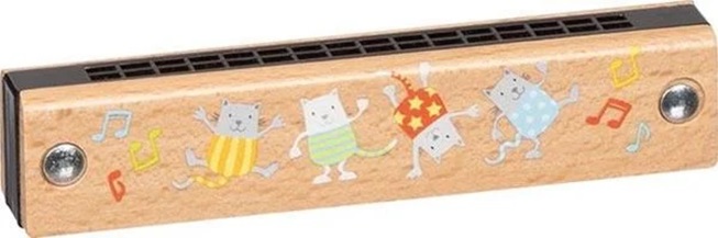 Acordeon din lemn Goki - Pisicile, 13 cm