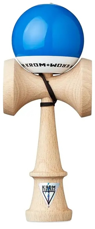 Joc de dexteritate din lemn KROM Kendama - Pop LOL Kendama, albastru închis