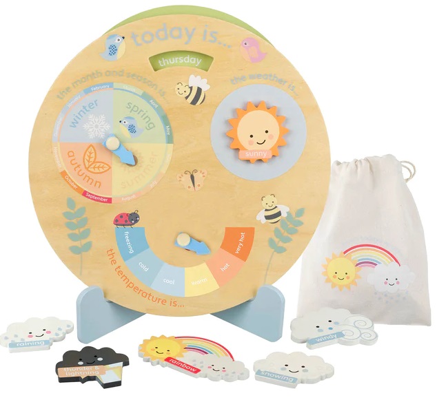 Jucărie din lemn Orange Tree Toys - Ceas meteo educațional