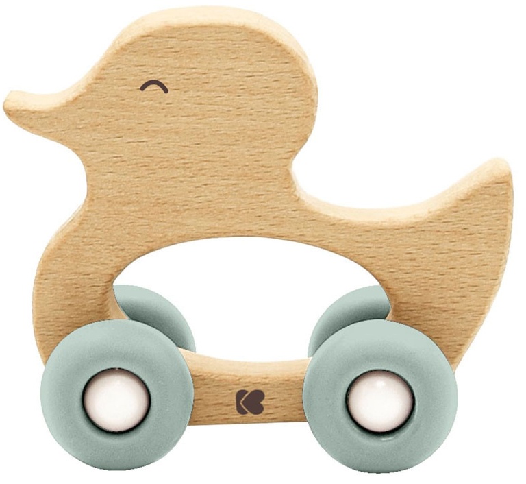 Jucarie din lemn cu inel gingival Kikka Boo - Duck, Mint