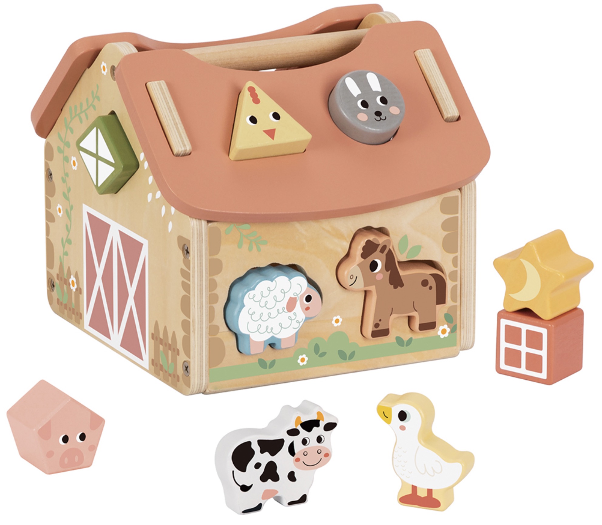 Jucărie din lemn Tooky Toy - Căsuță cu animale pentru sortare