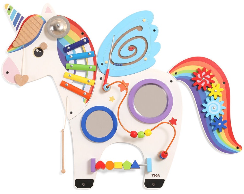 Jucărie din lemn Viga - perete de activități, Unicorn
