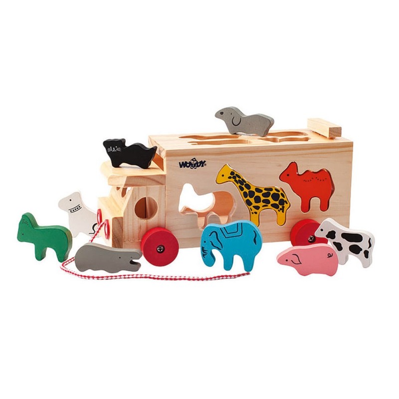 Jucarie din lemn Woody -  Sorter, camion cu animale