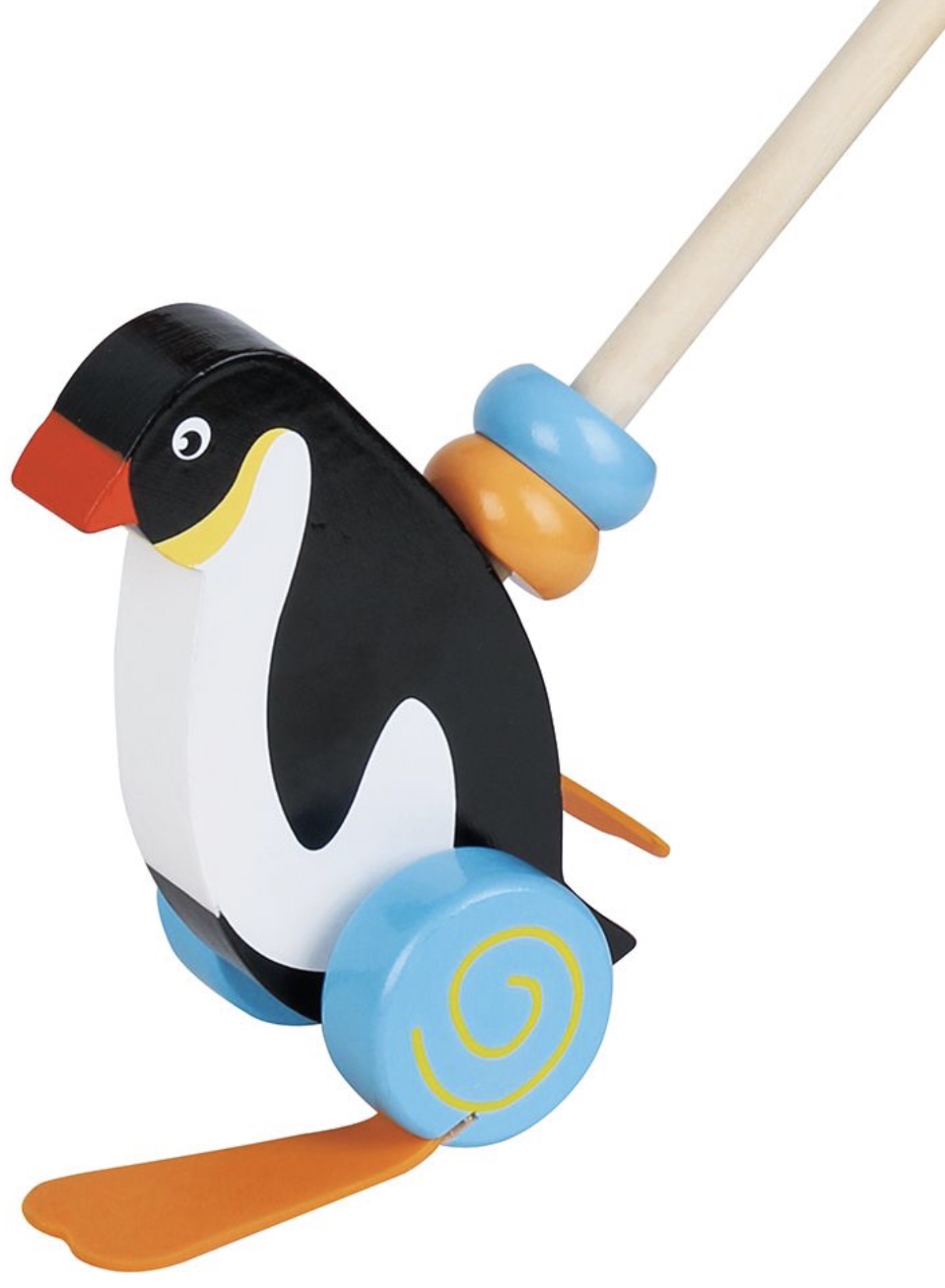 Jucărie de împins din lemn  Lelin - Pinguin