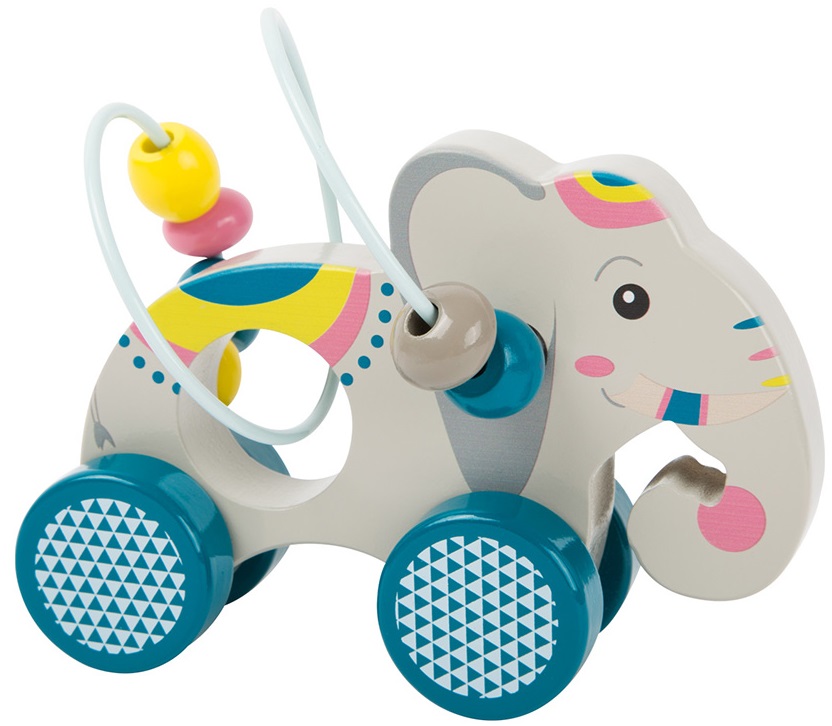 Jucarie din lemn de tras Small Foot - Elefant cu spirala