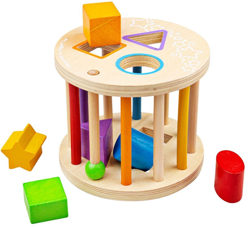 Jucarie de sortat din lemn Bigjigs - Se rostogoleste, cu figurine