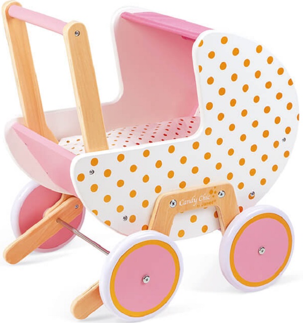 Carucior din lemn pentru papusi Janod - Candy chic