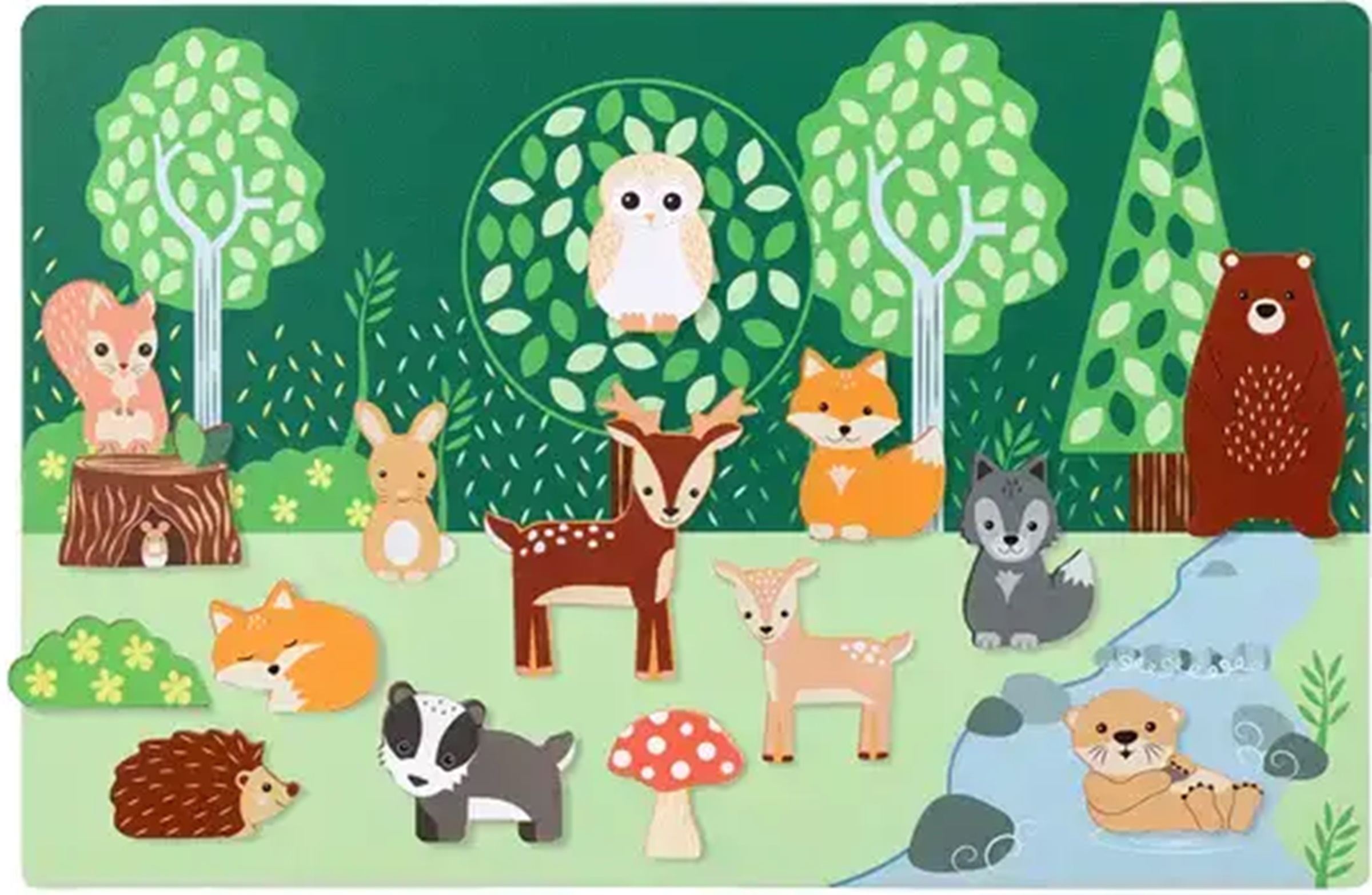 Tablă magnetică din lemn Orange Tree Toys - Animale din pădure