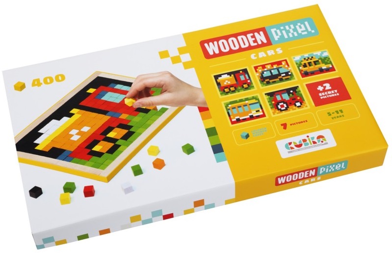 Mozaic din lemn cu pixeli Cubika - Vehicule, cu 400 piese