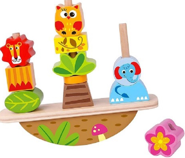 Jucarie de stivuit din lemn Tooky toy - 3 in 1