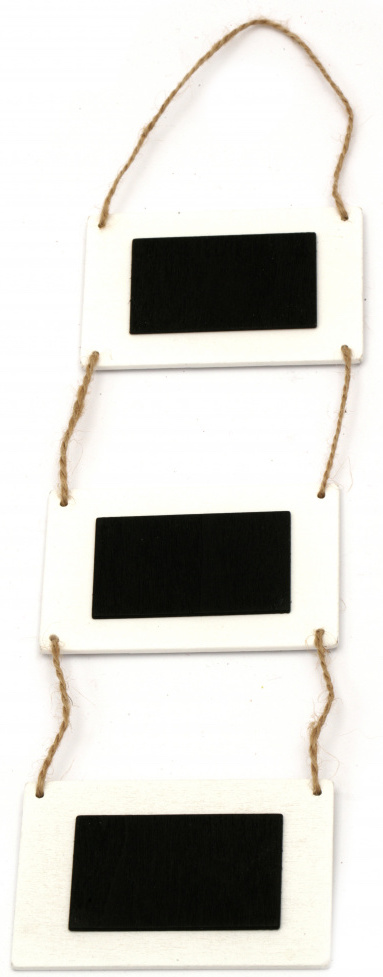 Placă decorativă din lemn Em Art - Dreptunghiulară cu tablă neagră,  0.3 x 9 x 6 cm, alb (1 buc.)