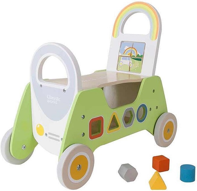Antemergator din lemn 2 in 1 Classic World - Cu activitati