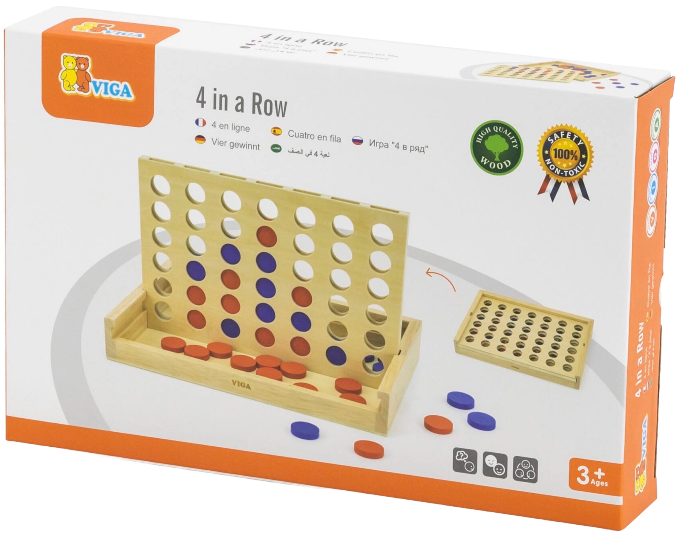 Joc de strategie din lemn Viga Toys – Patru jetoane într-o linie