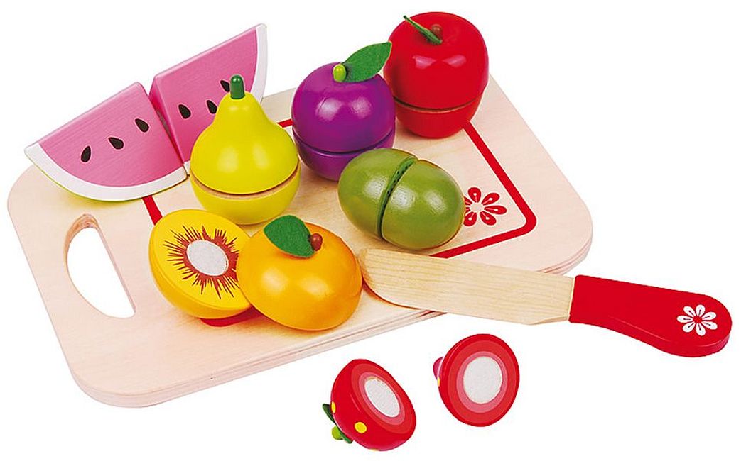 Set de bucatarie Lelin - Fructe de taiat din lemn, cu tavita II