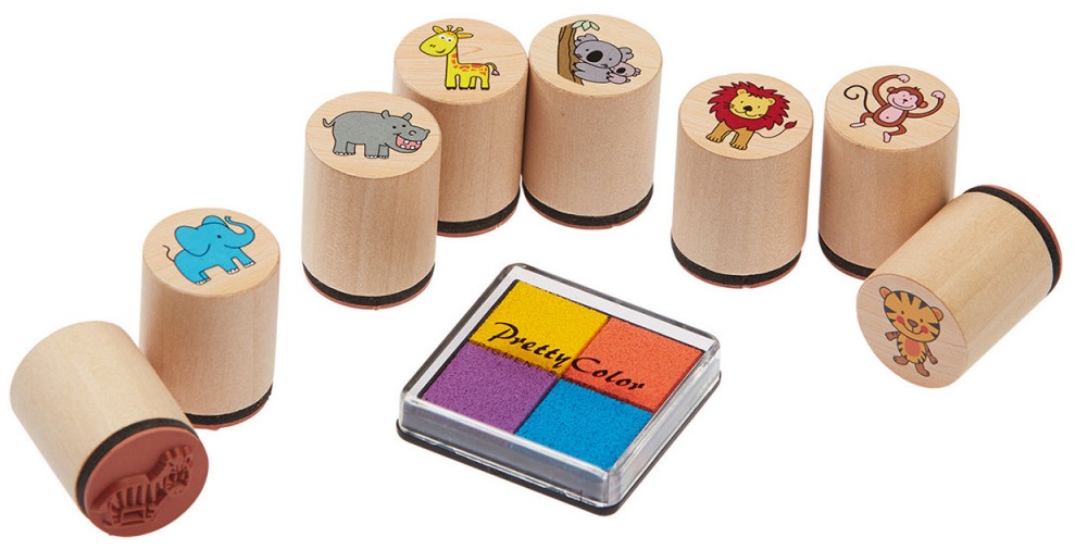 Stampile din lemn Goki - tus colorat