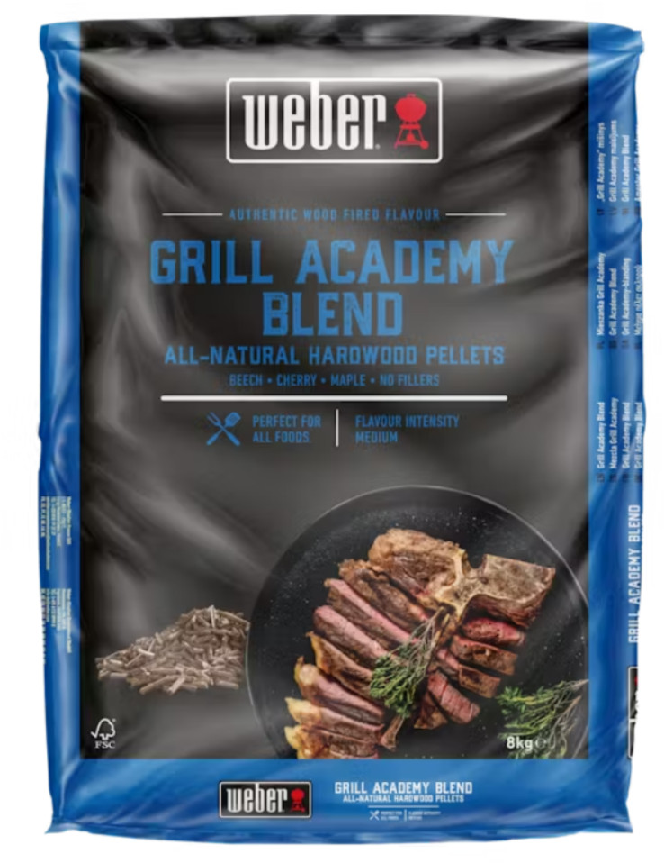 Peleți de lemn Weber - Grill Academy Blend, 8 kg