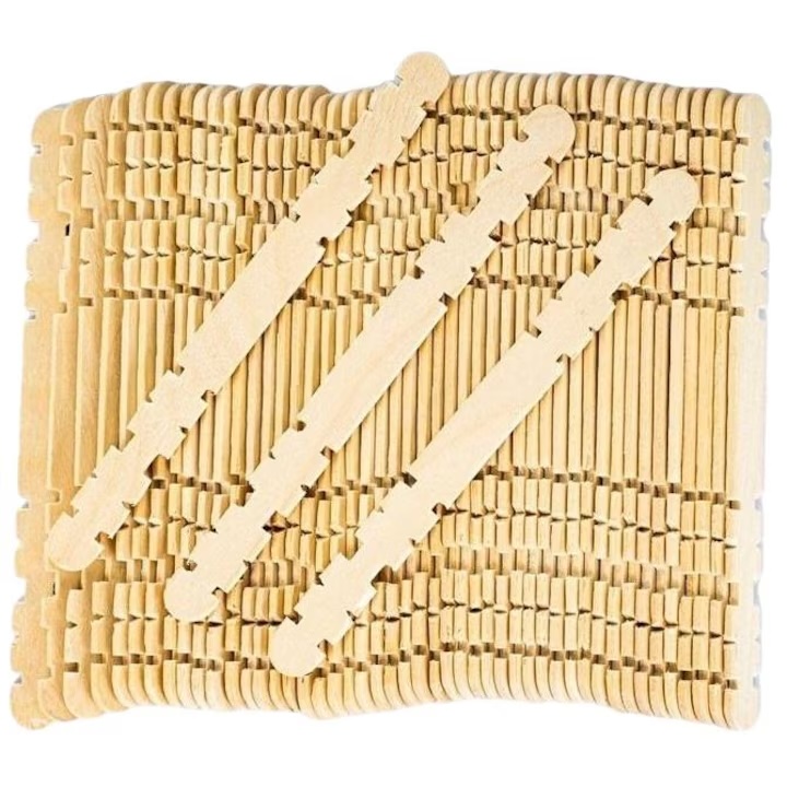 Bețe de lemn cu crestături Fandy - 120 х 10 mm, 50 buc